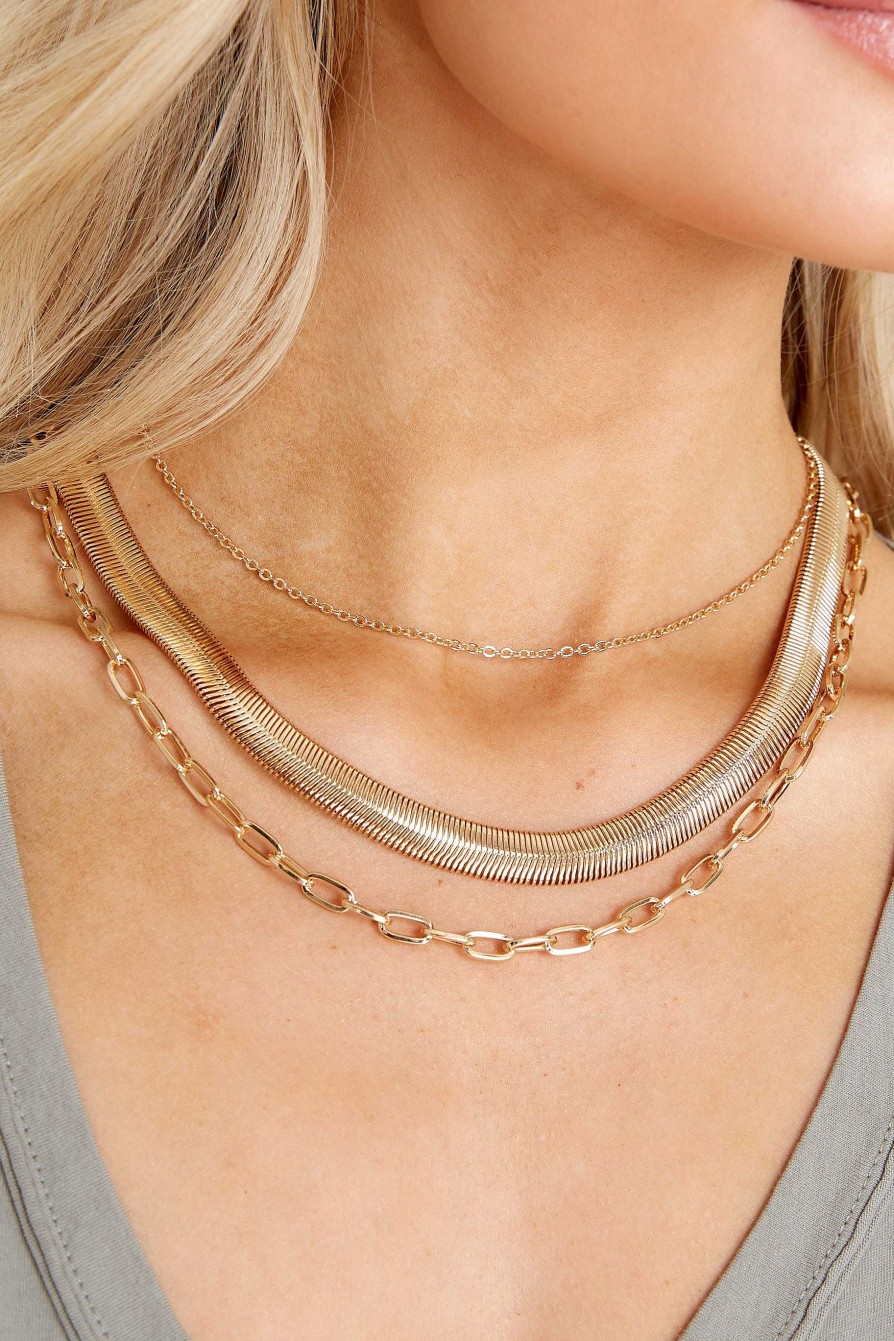 Jewelry Red Dress | Catch Them Staring Layered Necklace Set Gold