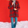 Clothing Aura Coats | Perfectly In Season Plaid Coat Red