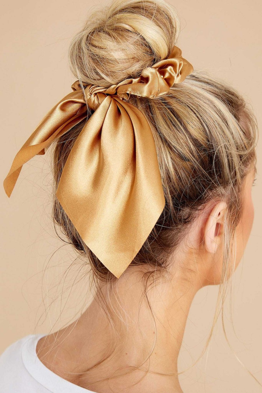 Accessories Red Dress Hair Accessories | Forget Me Knot Scrunchie Gold