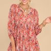 Clothing Red Dress Mini Dresses | All Dreamers Floral Print Dress Rust