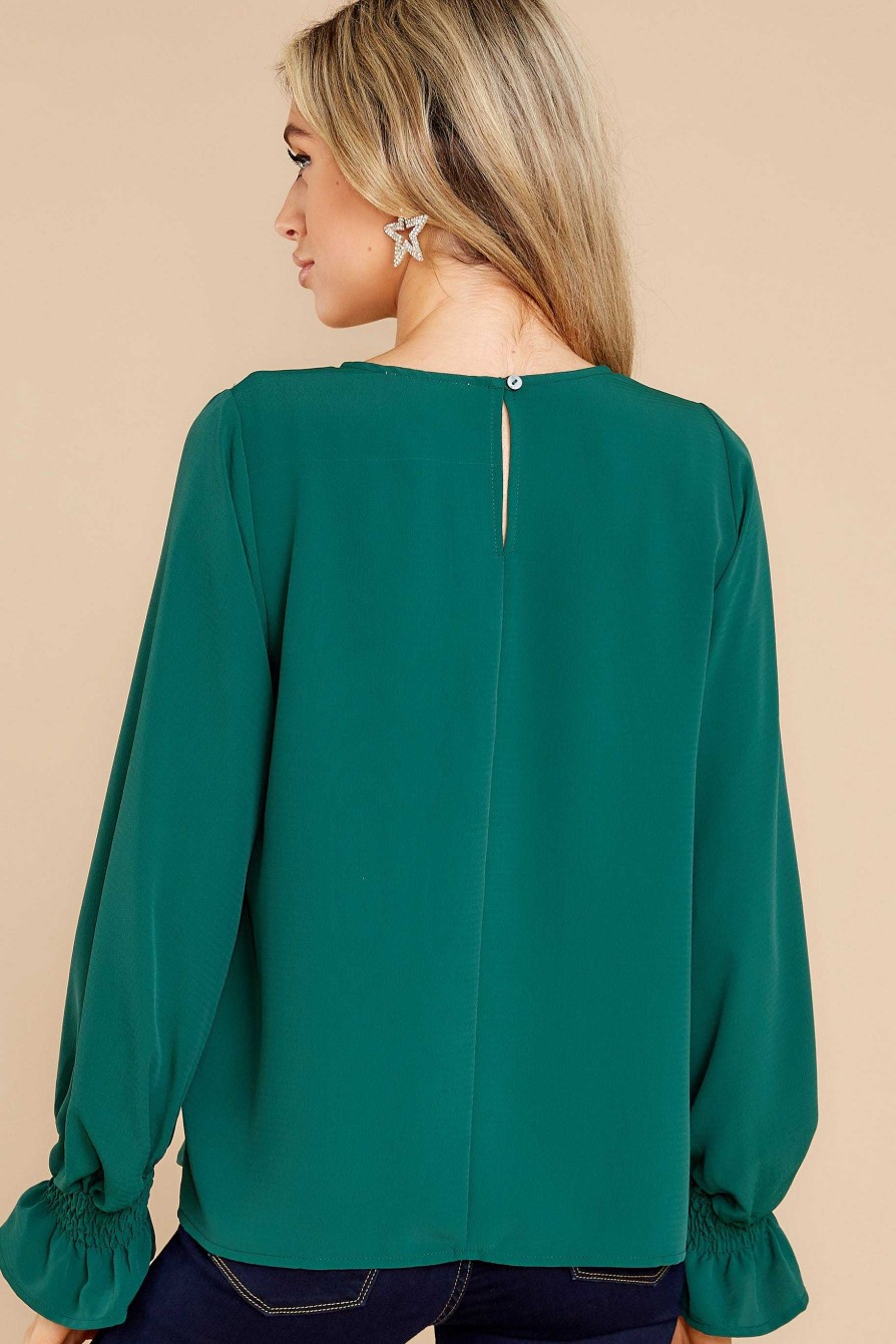 Clothing Red Dress Blouses & Shirts | Mystery Girl Emerald Top Green