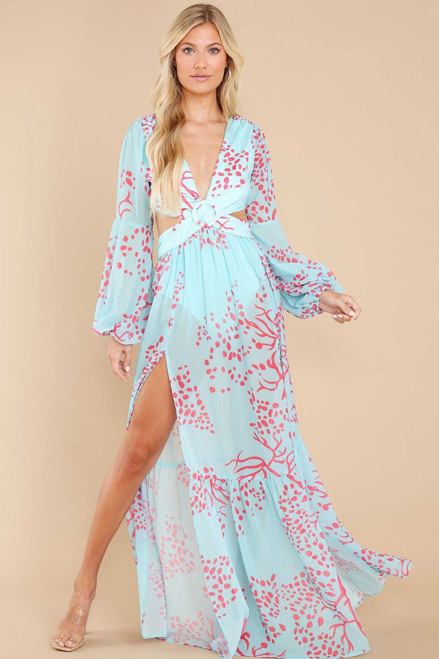 Clothing Aura Maxi Dresses | Stunning Moves Print Maxi Dress Turquoise