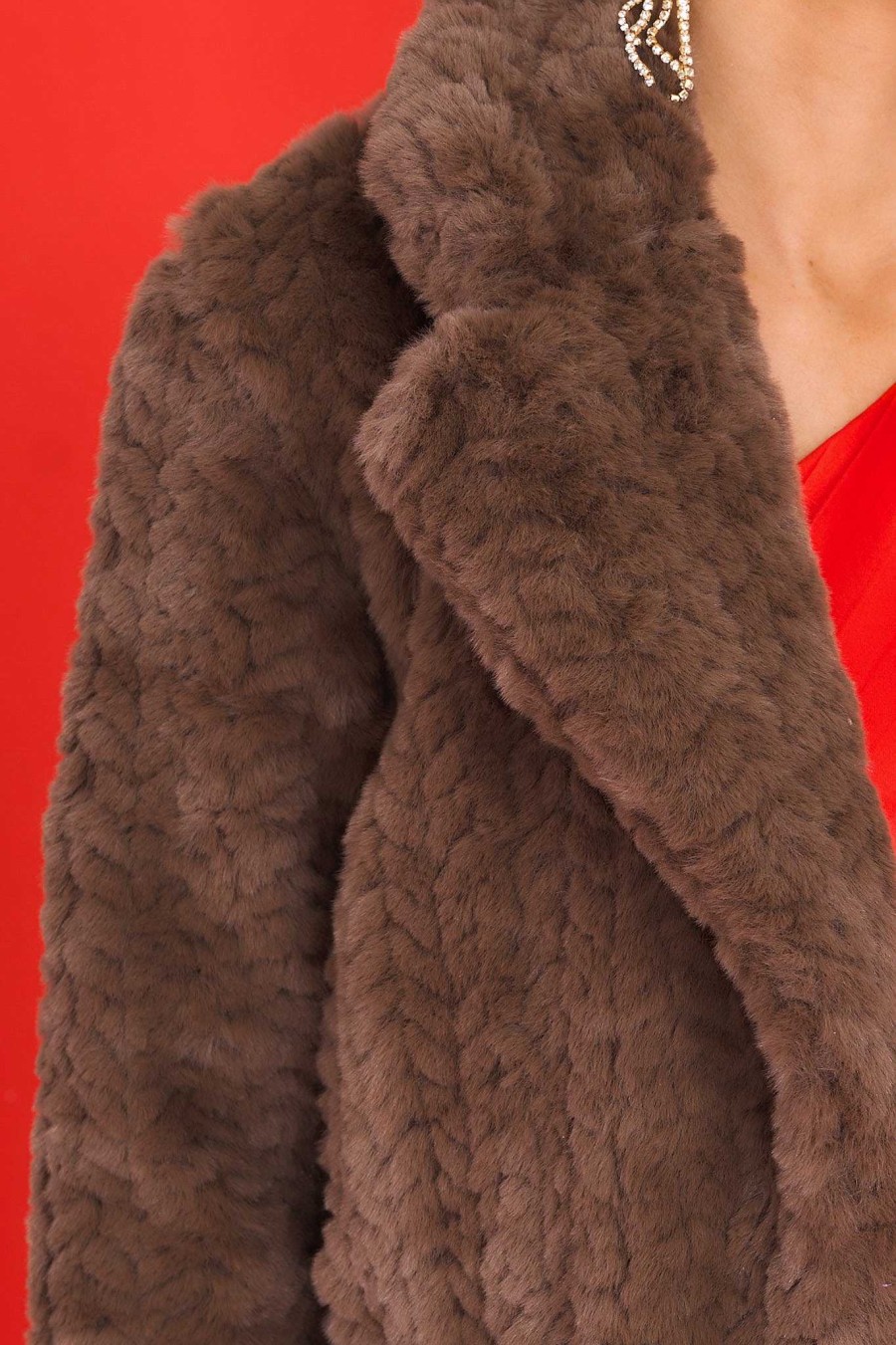 Clothing Red Dress Jackets | Arctic Glamour Faux Fur Mocha Jacket Brown