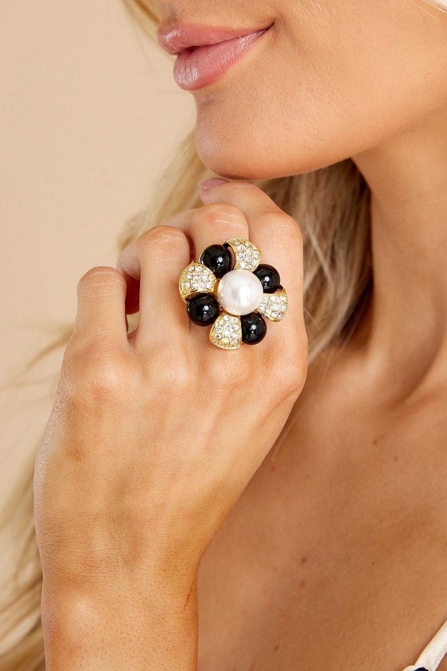 Jewelry Red Dress | Social Butterfly And Pearl Ring Black
