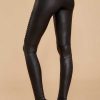 Clothing Spanx Leggings | Black Faux Leather Moto Leggings