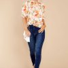Clothing Red Dress Blouses & Shirts | Garden Revival Multi Floral Print Top Peach