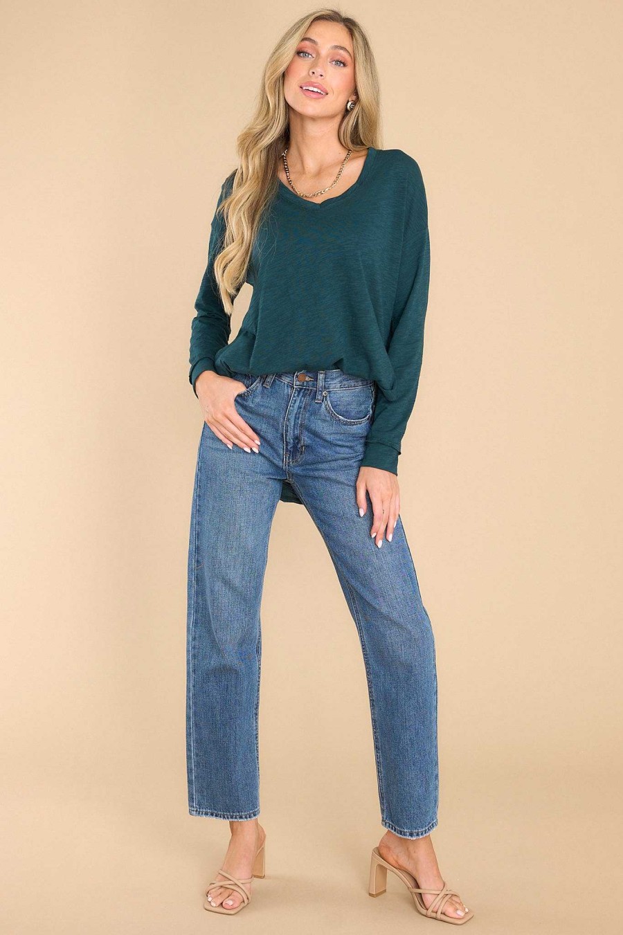 Clothing Red Dress Casual Tops | Let'S Stay In Top Hunter Green