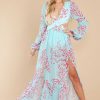 Clothing Aura Maxi Dresses | Stunning Moves Print Maxi Dress Turquoise