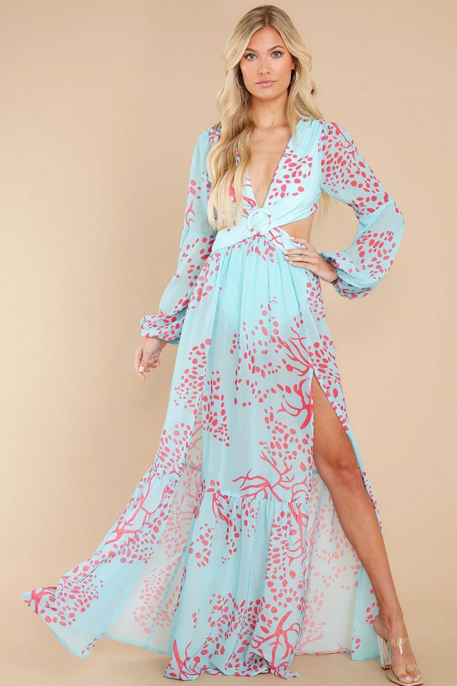Clothing Aura Maxi Dresses | Stunning Moves Print Maxi Dress Turquoise