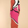Clothing MINKPINK Midi Dresses | Lorna Knit Midi Dress Hot Pink