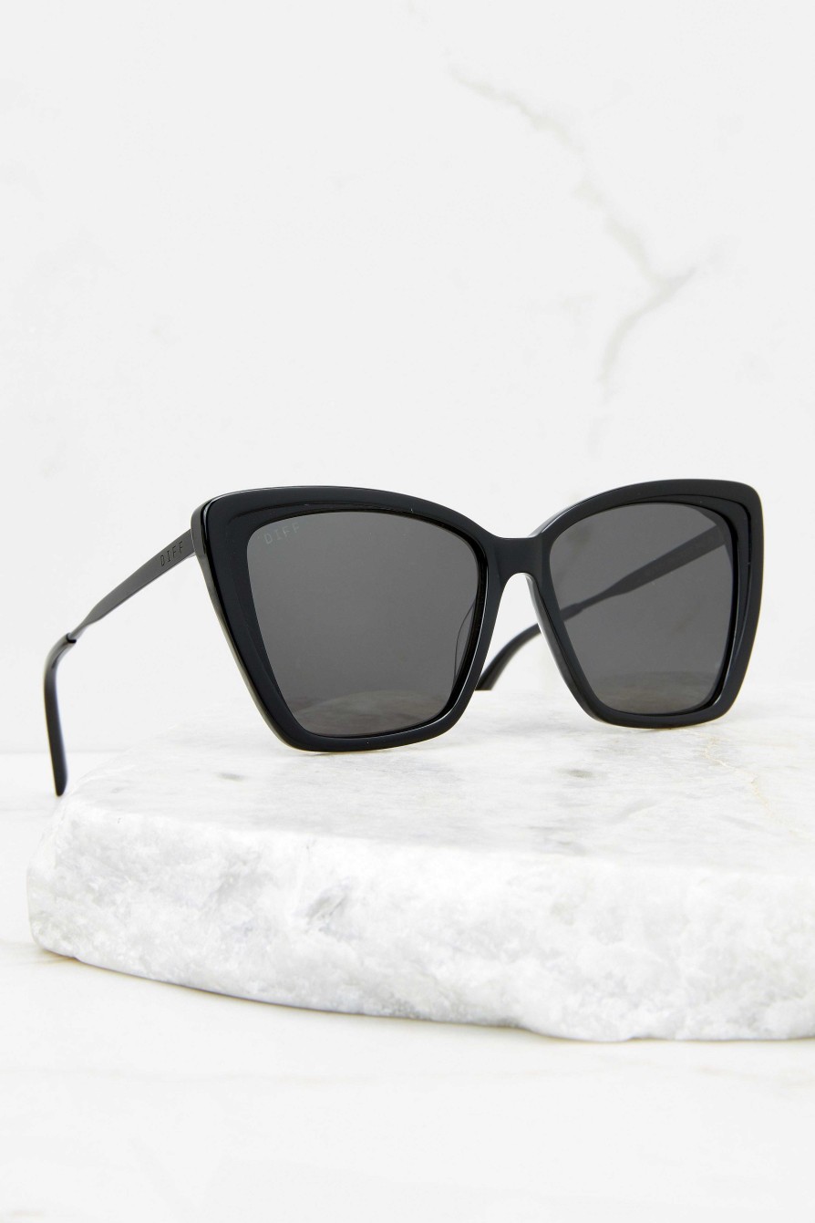 Accessories DIFF Sunglasses | Becky Ii Dark Smoke Polarized Sunglasses Black