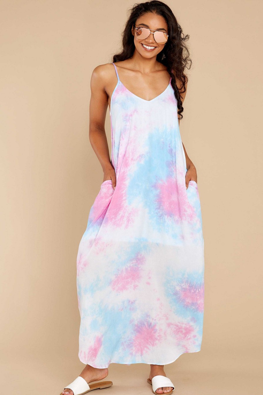 Clothing Red Dress Maxi Dresses | Part Of Your Charm Multi Tie Dye Maxi Dress Pink