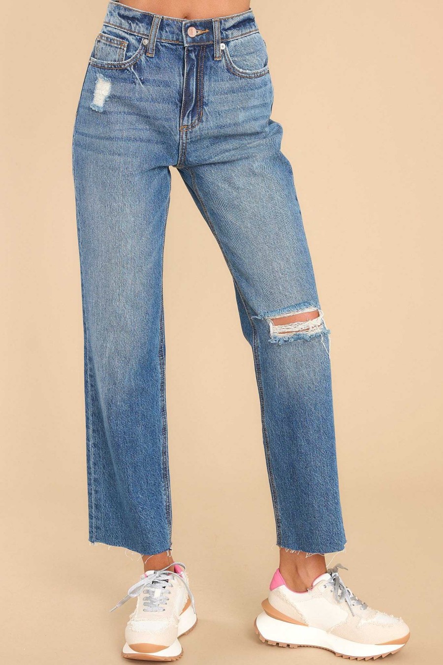 Clothing Red Dress Distressed Denim | My Happy Dance Wash Distressed Jeans Medium