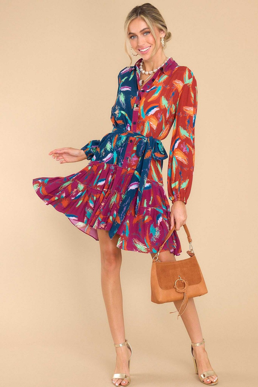 Clothing Alivia Mini Dresses | The Elizabeth Dress Scribble Burst Multi