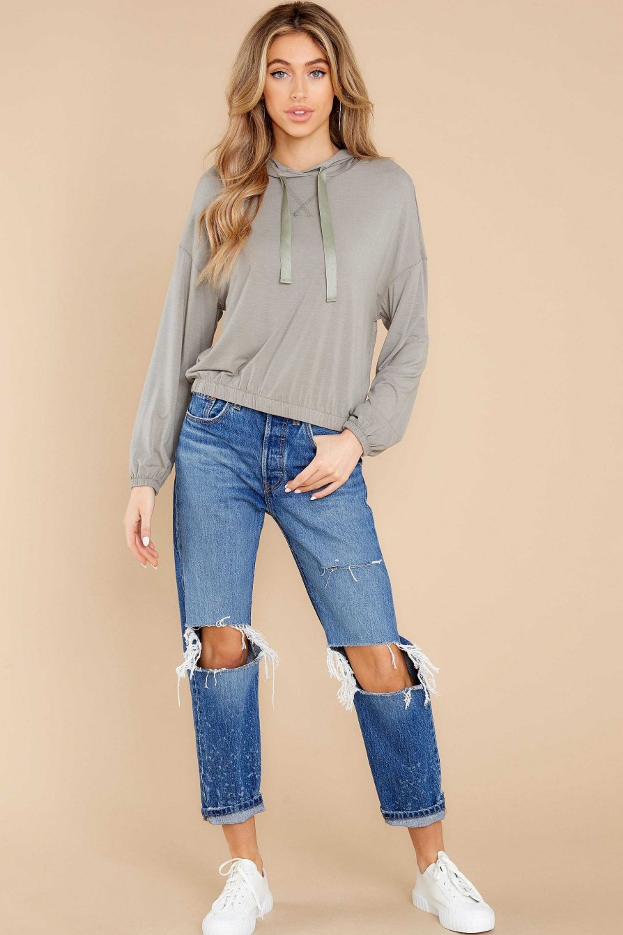 Clothing Z Supply Loungewear Tops | Sonya Whisper Jersey Hoodie Eucalyptus