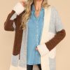 Clothing Fable Sweaters | Pieces Of Love Colorblock Cardigan Chocolate