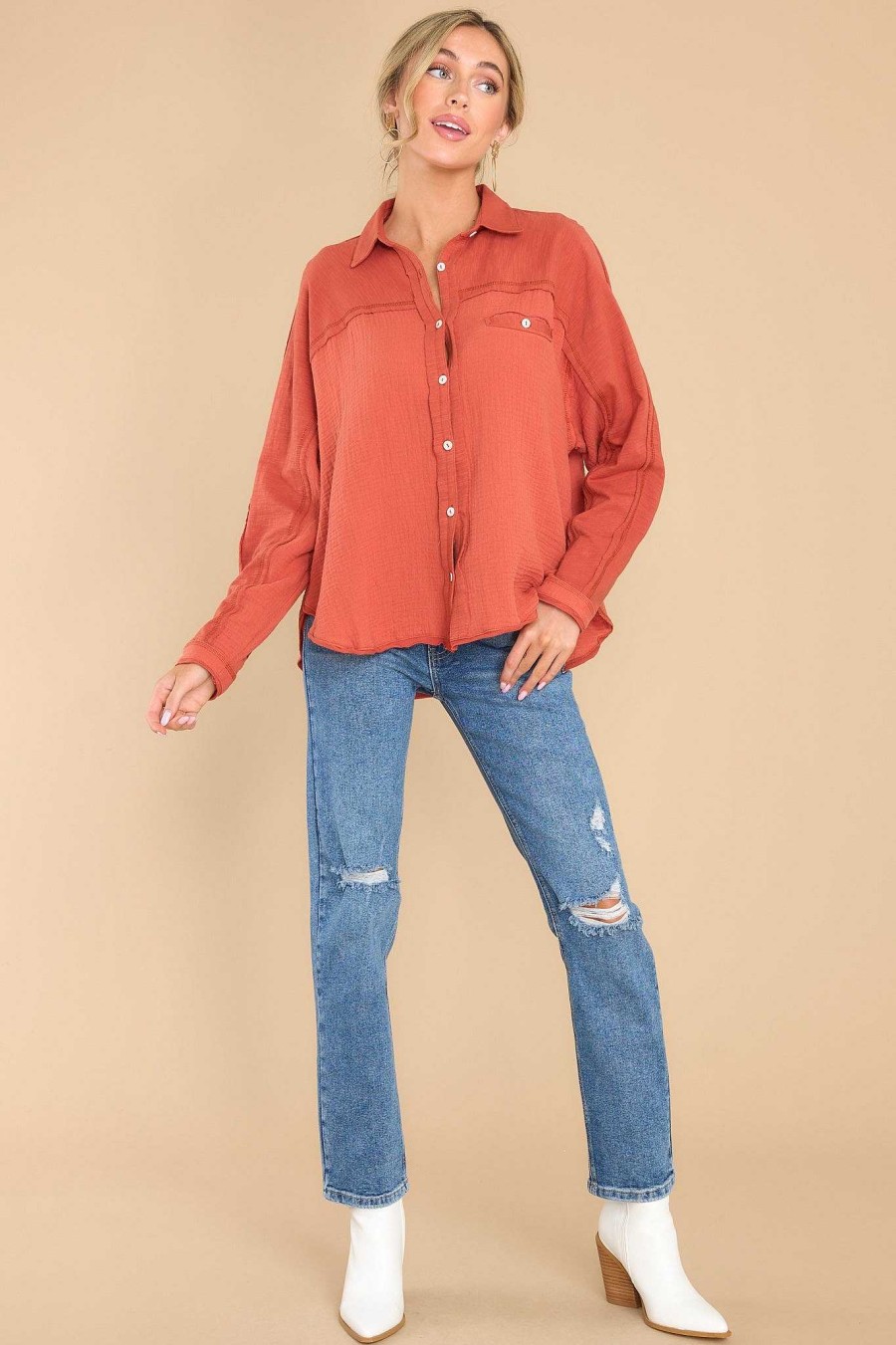 Clothing Red Dress Casual Tops | Carolina Chic Top Ginger