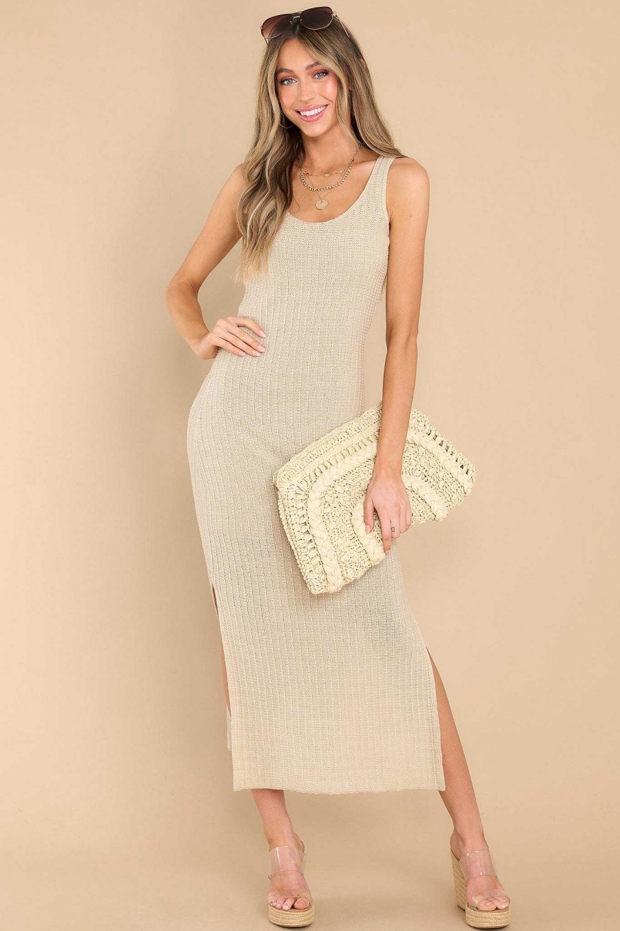 Clothing Z Supply Midi Dresses | Brayden Knit Midi Dress Oatmeal