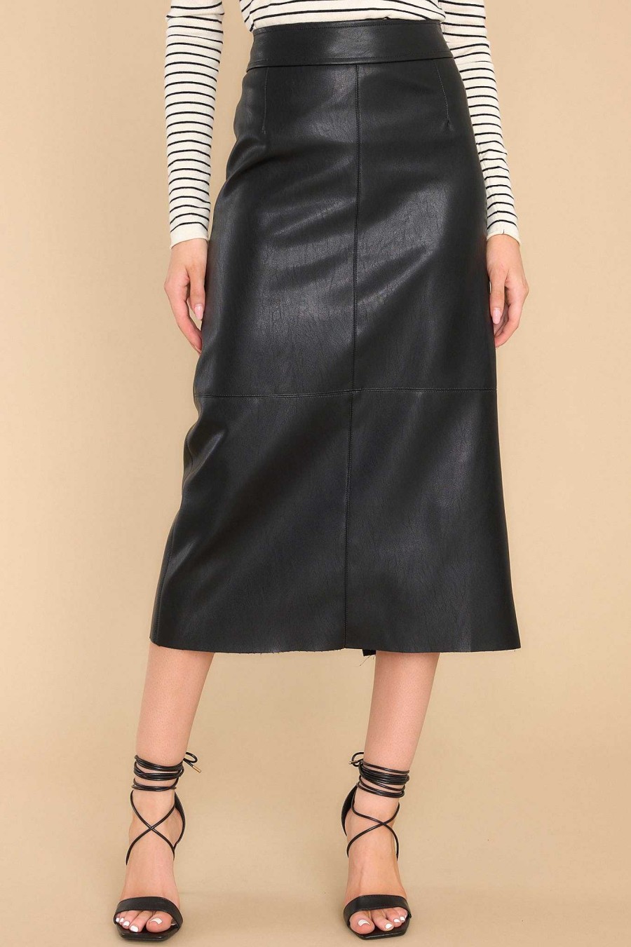 Clothing Red Dress Skirts | Through Open Doors Faux Leather Midi Skirt Black