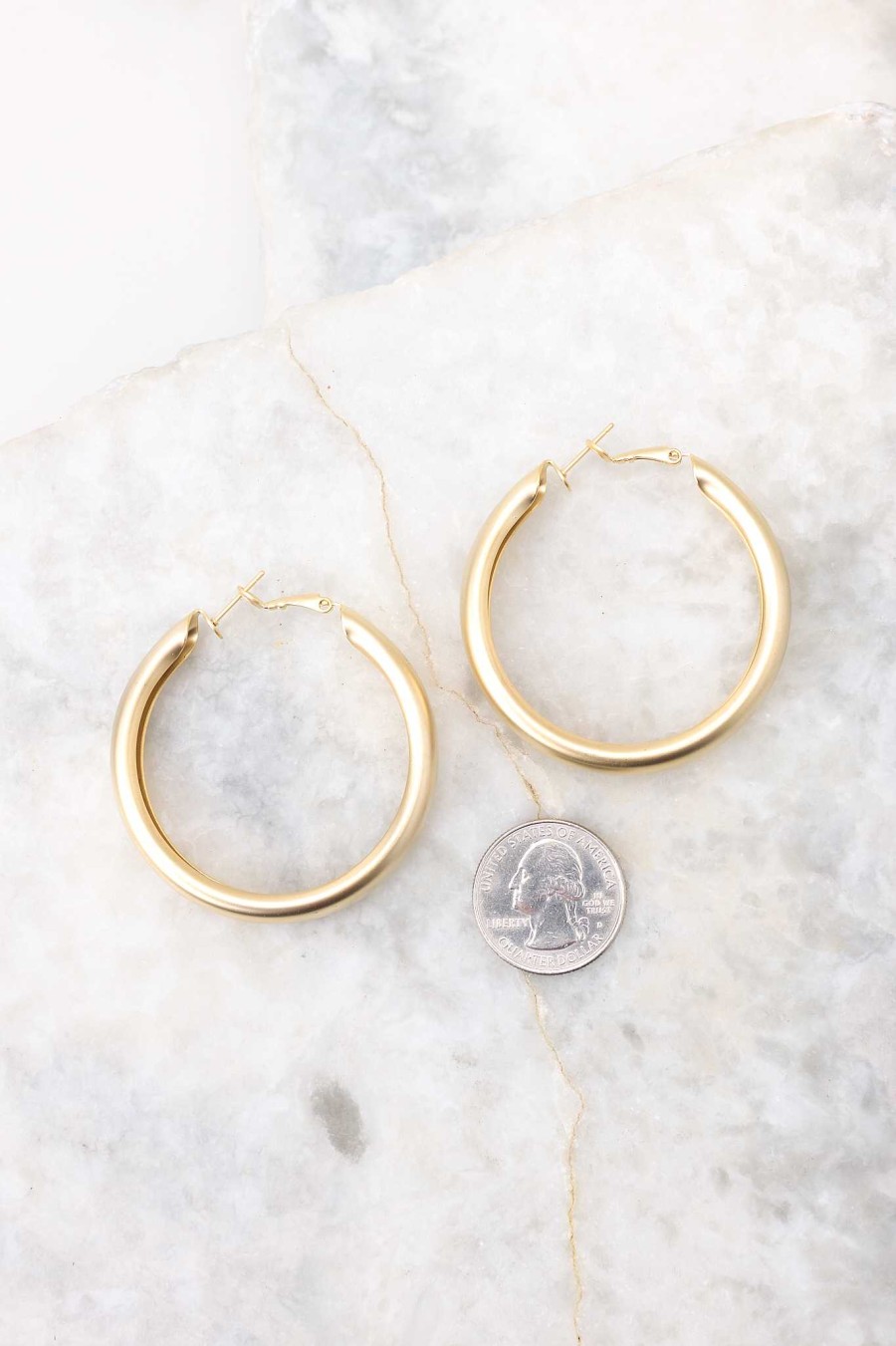 Jewelry Red Dress | Admit It Matte Hoop Earrings Gold