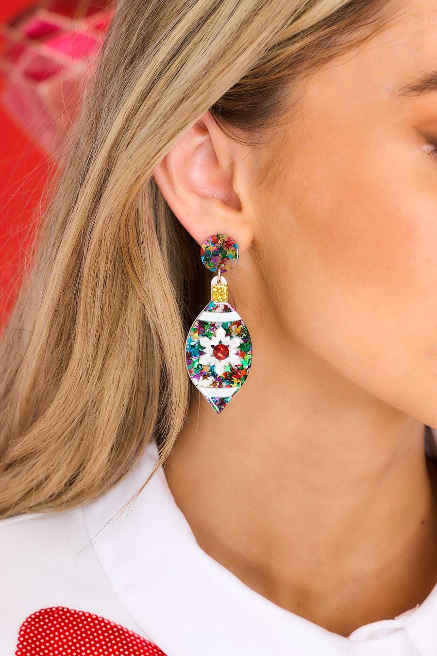 Jewelry Red Dress | Santa'S Little Helper Ornament Earrings Multi