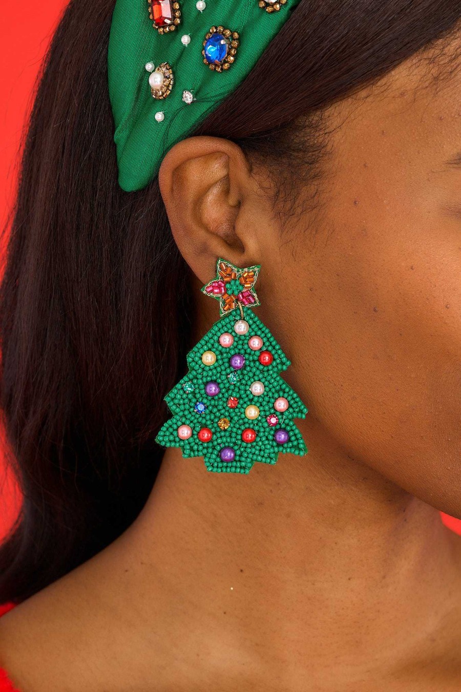 Jewelry Red Dress | Santa Is Coming Multi Beaded Earrings Green