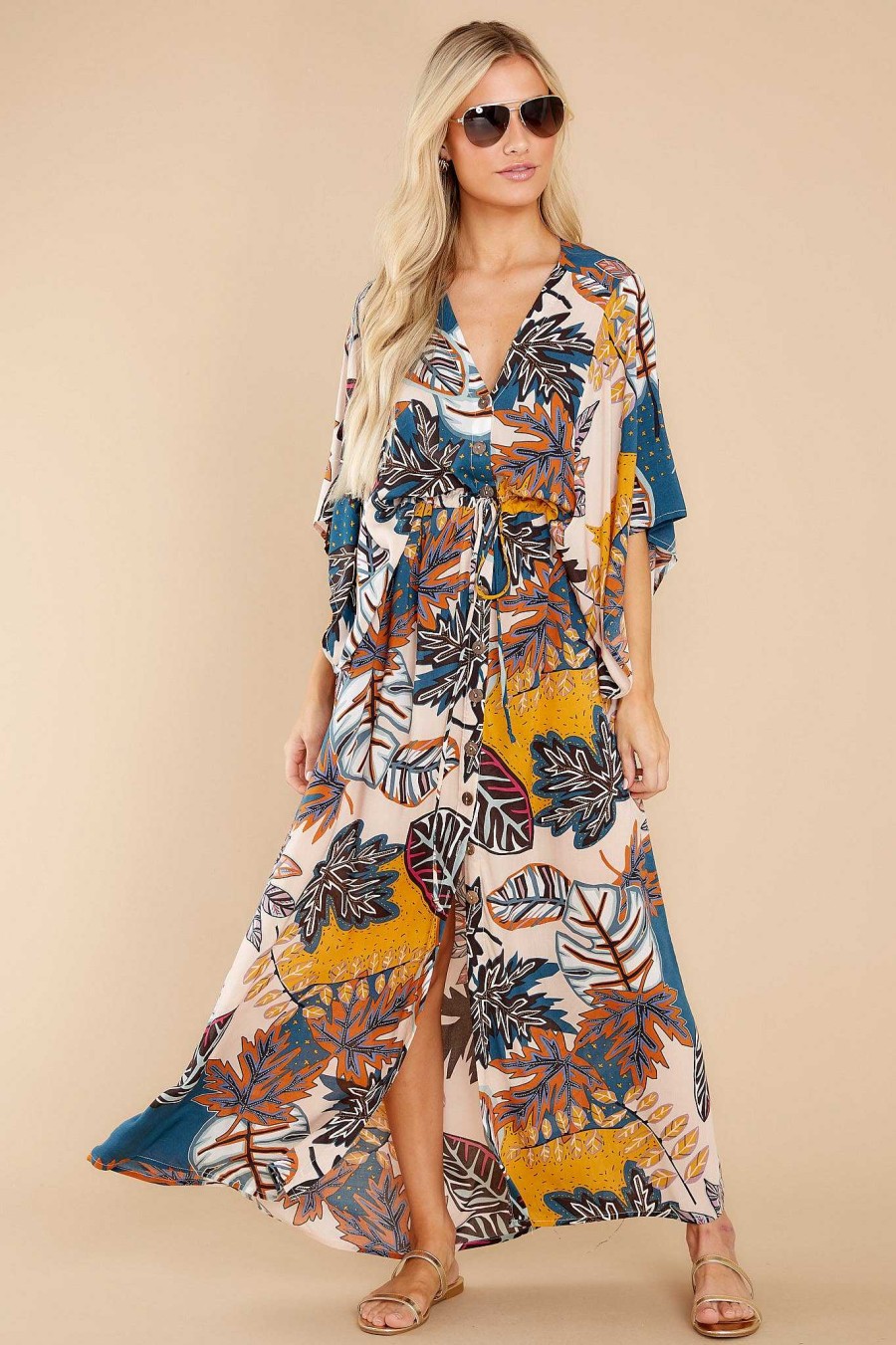 Clothing Red Dress Maxi Dresses | Party In Palm Tropical Print Dress Teal