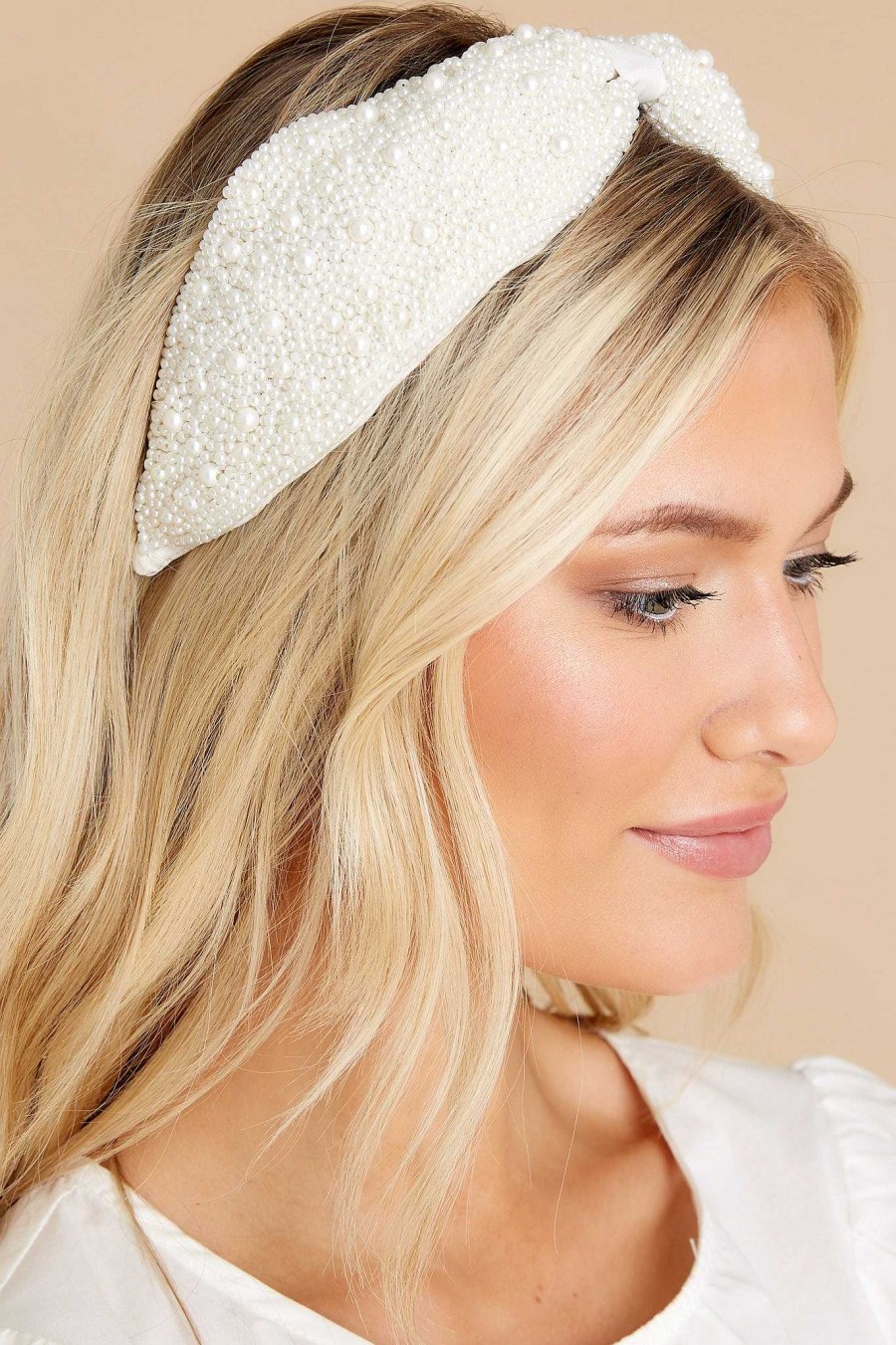 Accessories Treasure Jewels Hair Accessories | Pearl Beaded Headband White