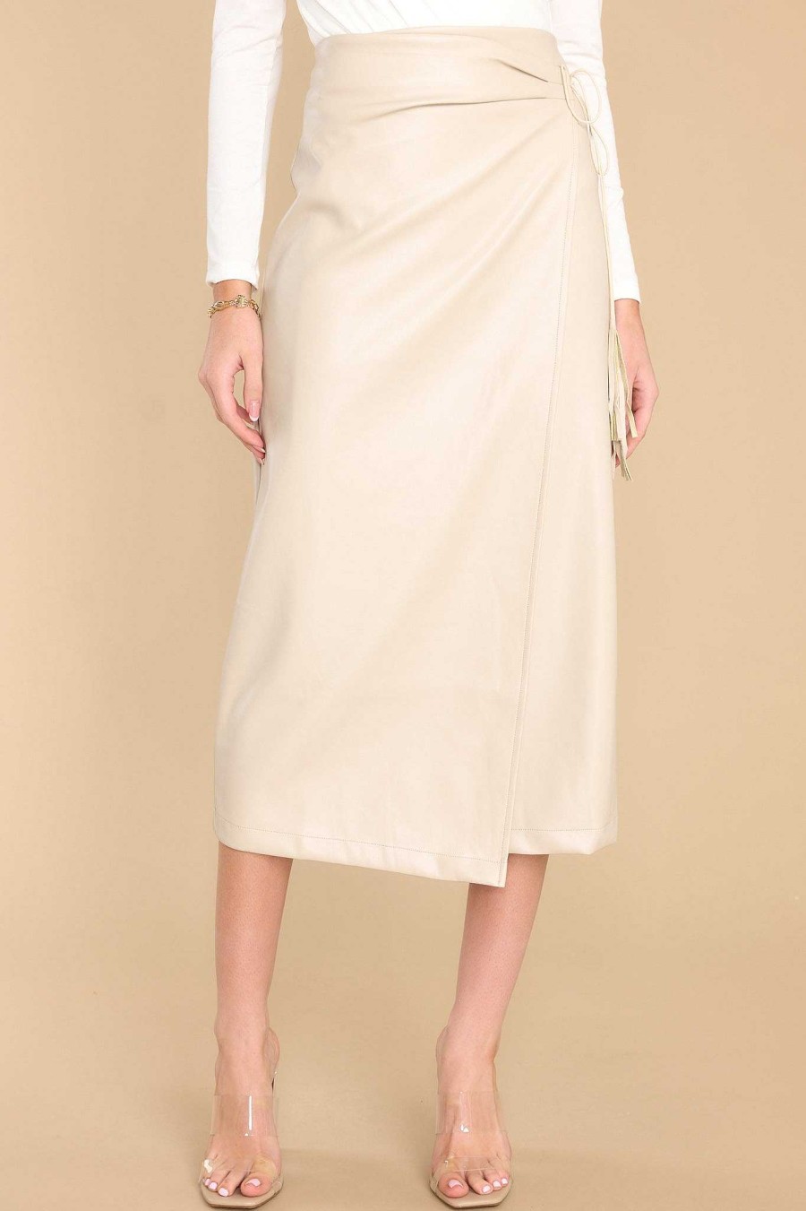 Clothing Red Dress Skirts | Put Me First Faux Leather Skirt Ivory