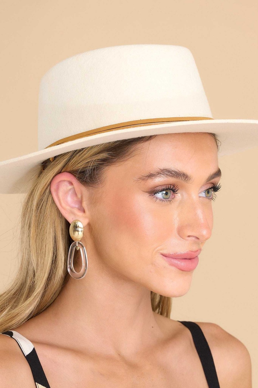 Accessories Gigi Pip Hats | Wren Flat Brim Telescope Crown Hat Off White