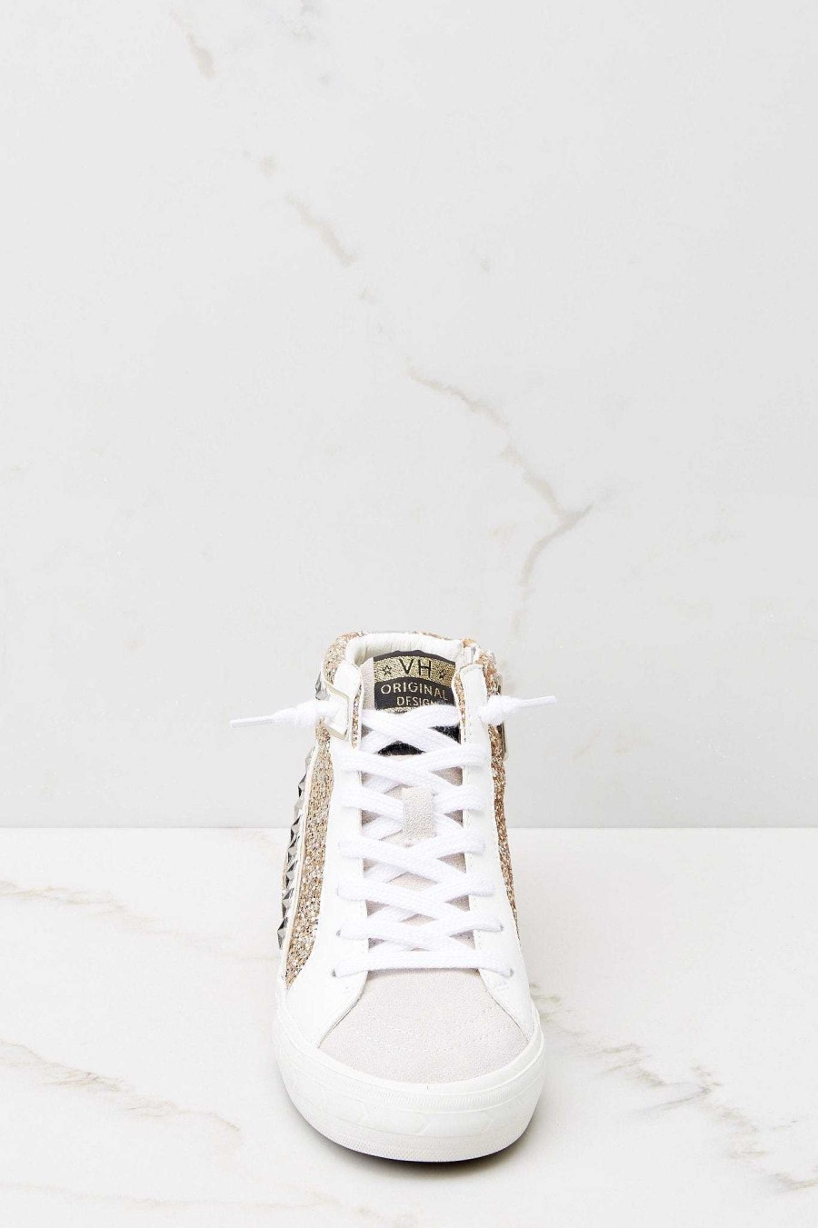 Shoes Vintage Havana Printed Sneakers | Mateel Glitter High Top Sneakers Gold Grey Multi