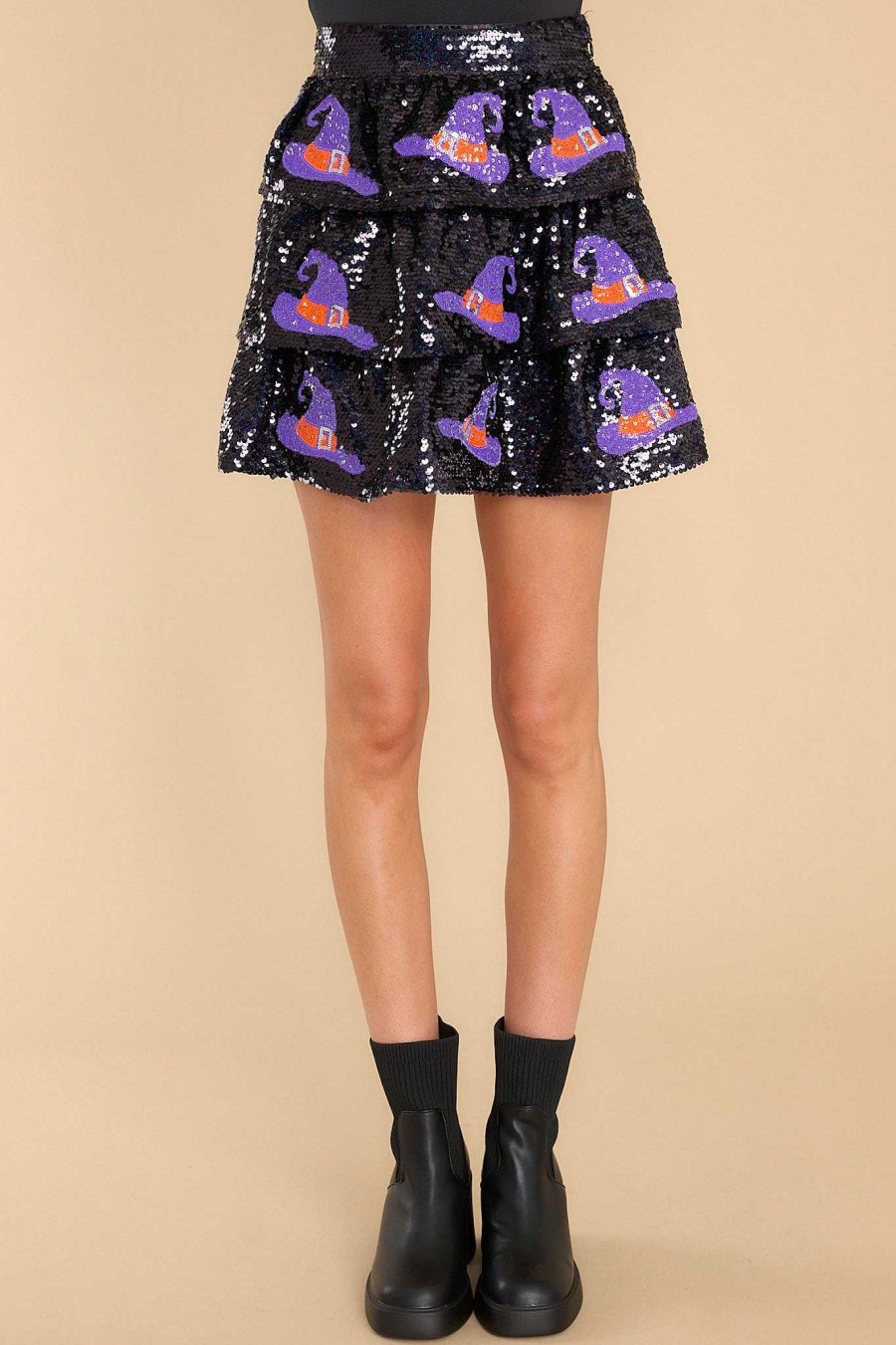 Clothing Red Dress Skirts | So Bewitched Multi Print Skirt Black