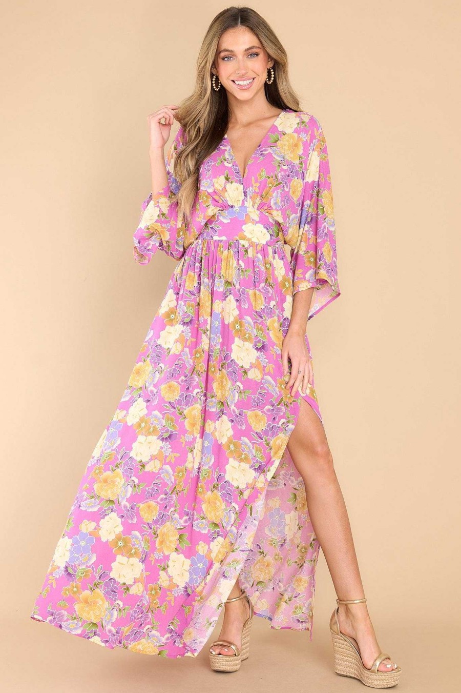 Clothing Red Dress Maxi Dresses | I Always Will Multi Floral Print Maxi Dress Pink