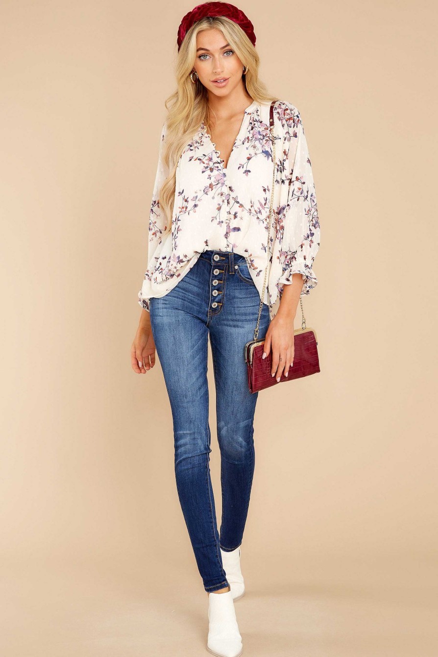 Clothing Red Dress Blouses & Shirts | Feeling Inspired Floral Print Top White