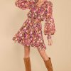 Clothing Aura Mini Dresses | Sweet Behavior Multi Floral Print Dress Orange