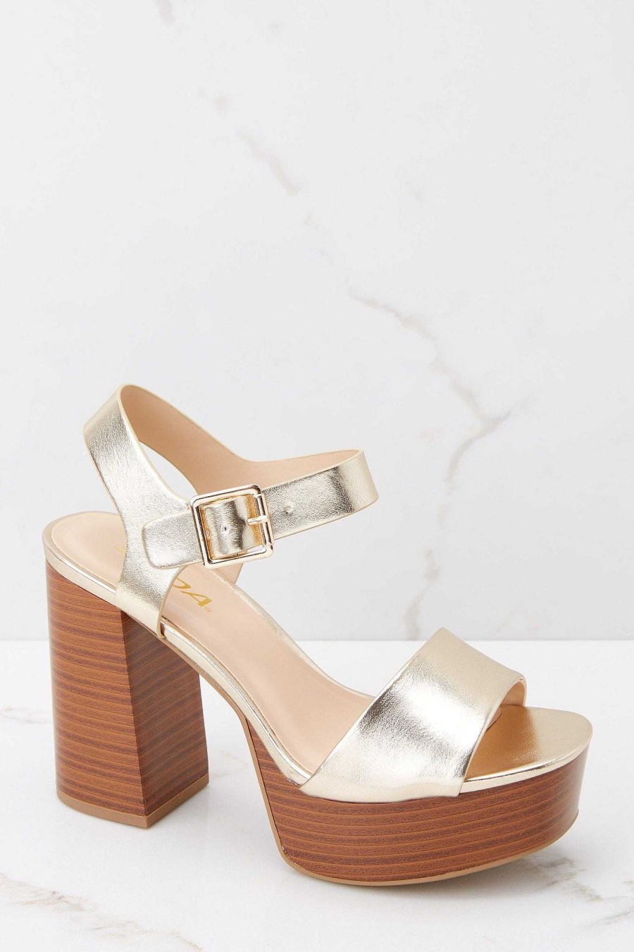 Shoes Red Dress Ankle Strap Heels | Fancy Feet Heels Gold