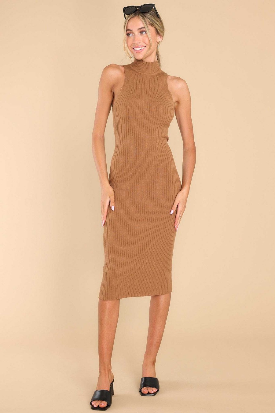 Clothing Red Dress Midi Dresses | Always Carefree Midi Dress Camel