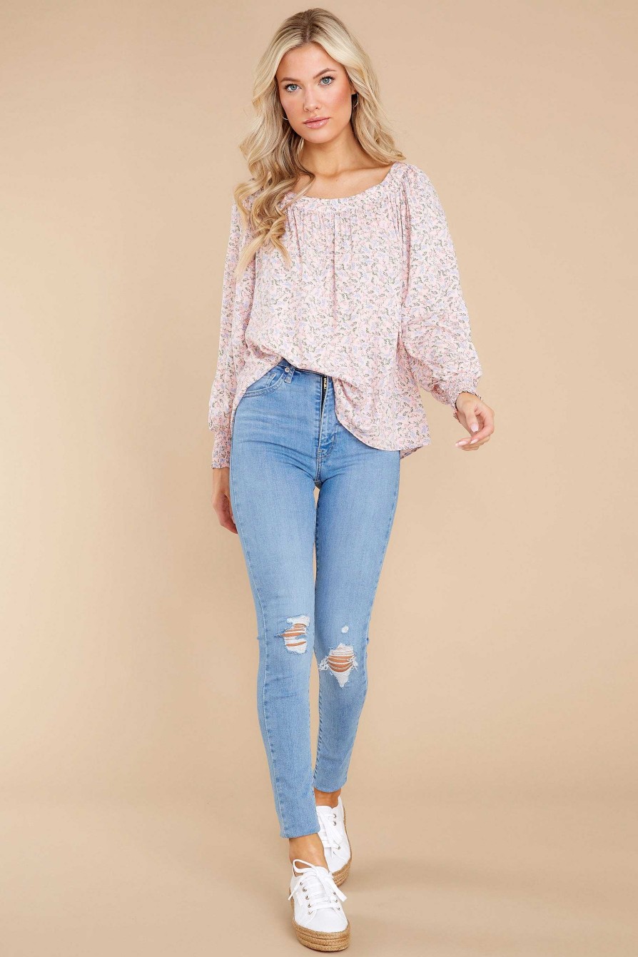 Clothing Aura Blouses & Shirts | Vineyard Escape Floral Print Top Pink