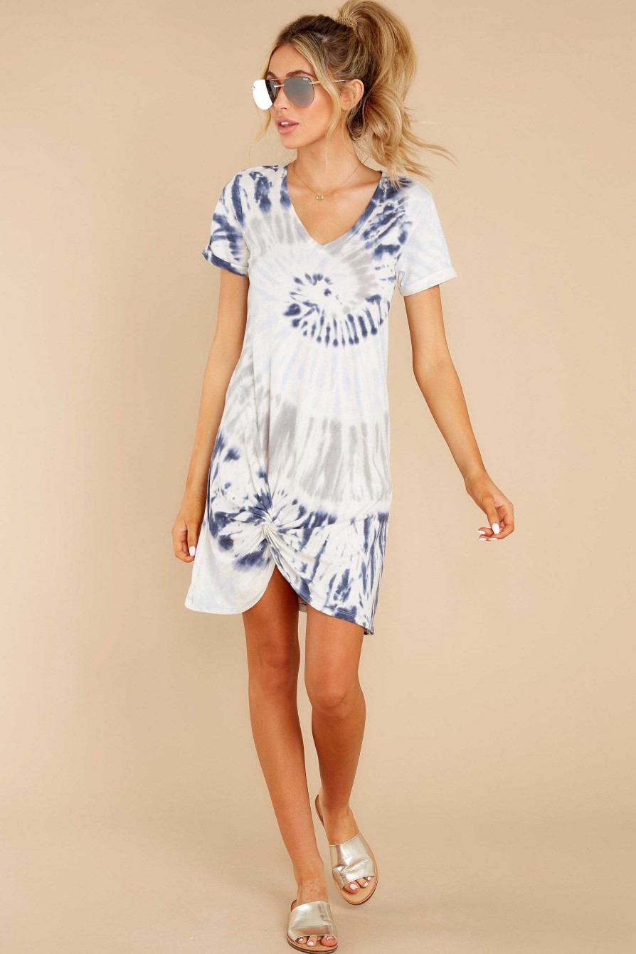 Clothing Z Supply Mini Dresses | Deep Indigo Tie Dye Side Knot Dress Deepindigo Tiedye