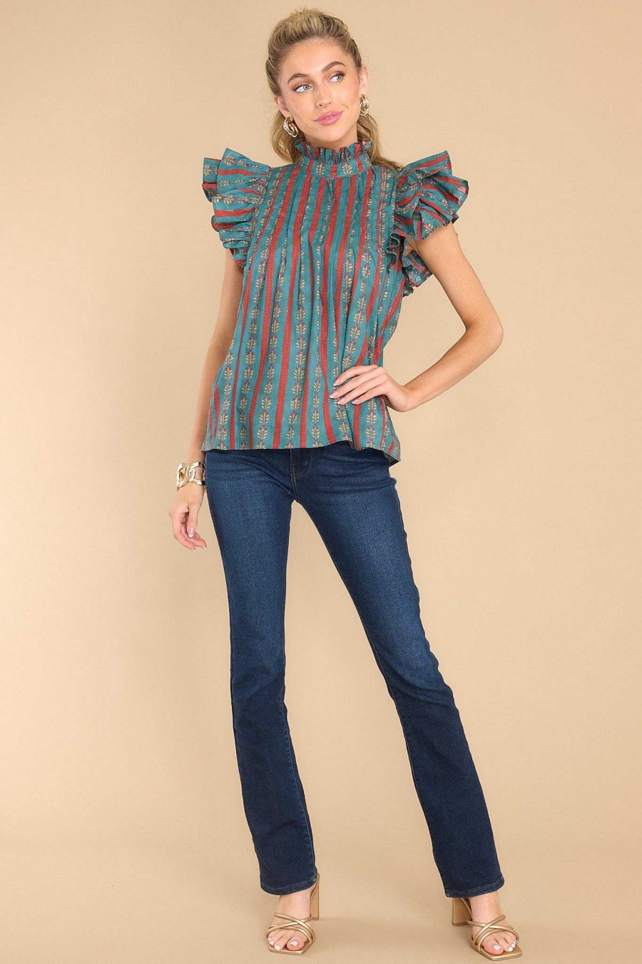 Clothing Victoria Dunn Casual Tops | Jasmine Bluestone Blouse Teal
