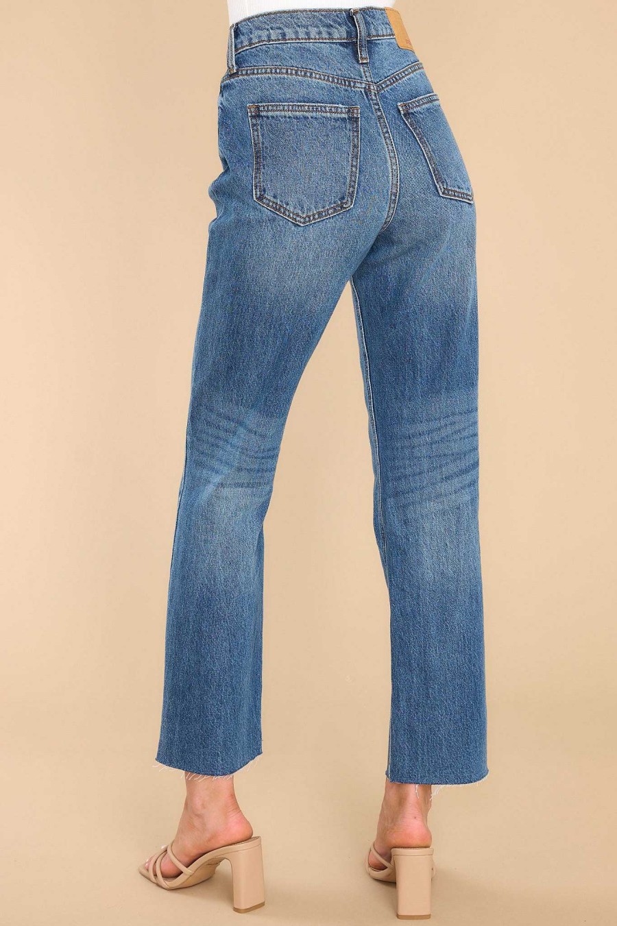 Clothing Red Dress Distressed Denim | My Turn To Shine Wash Straight Jeans Medium