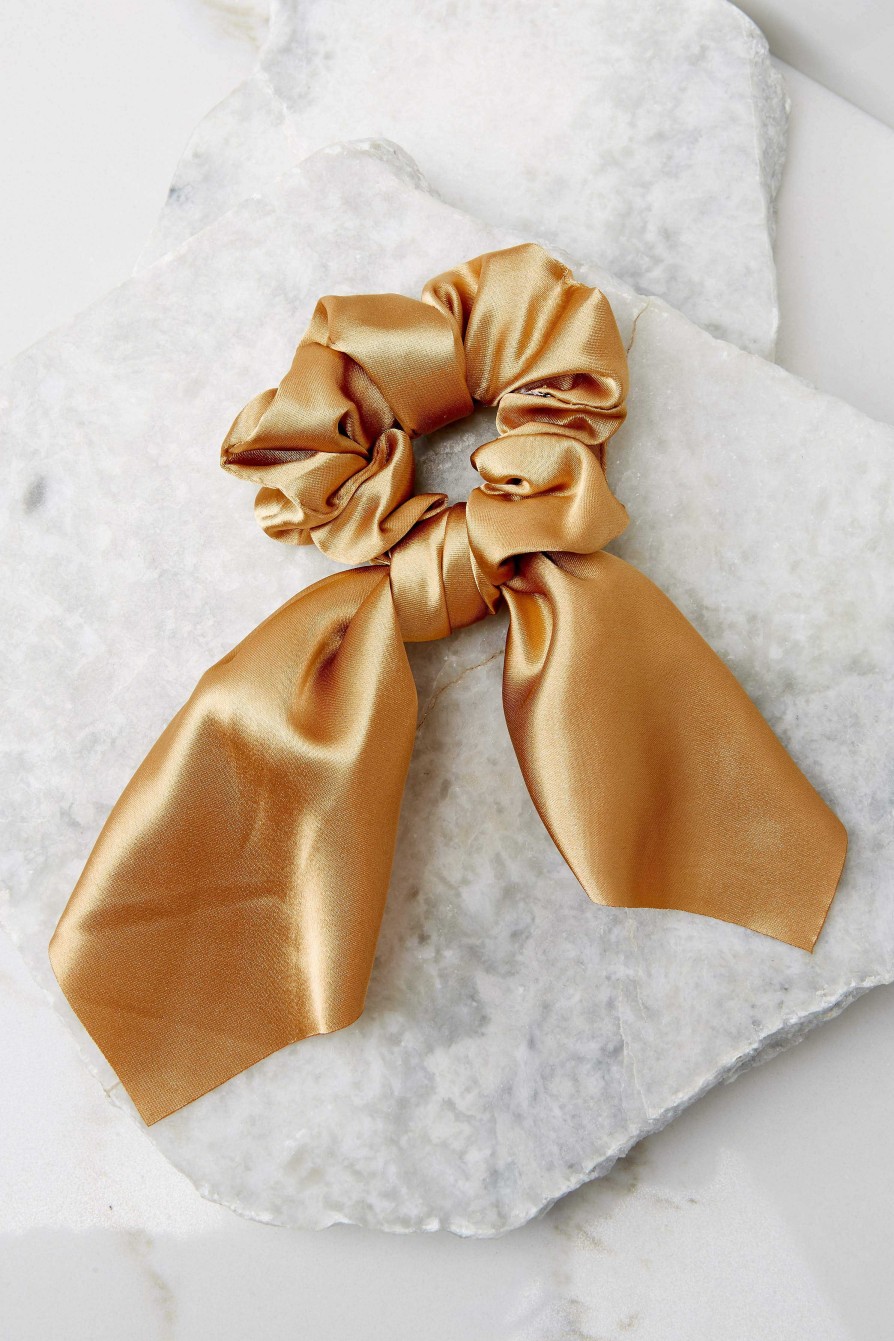 Accessories Red Dress Hair Accessories | Forget Me Knot Scrunchie Gold