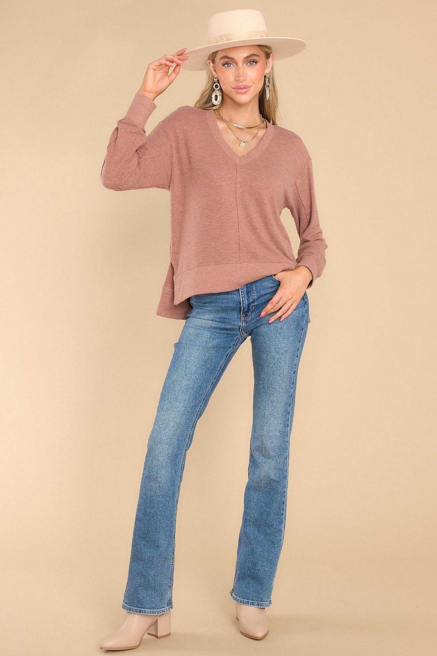 Clothing Z Supply Casual Tops | Wilder Cloud V-Neck Long Sleeve Top Penny