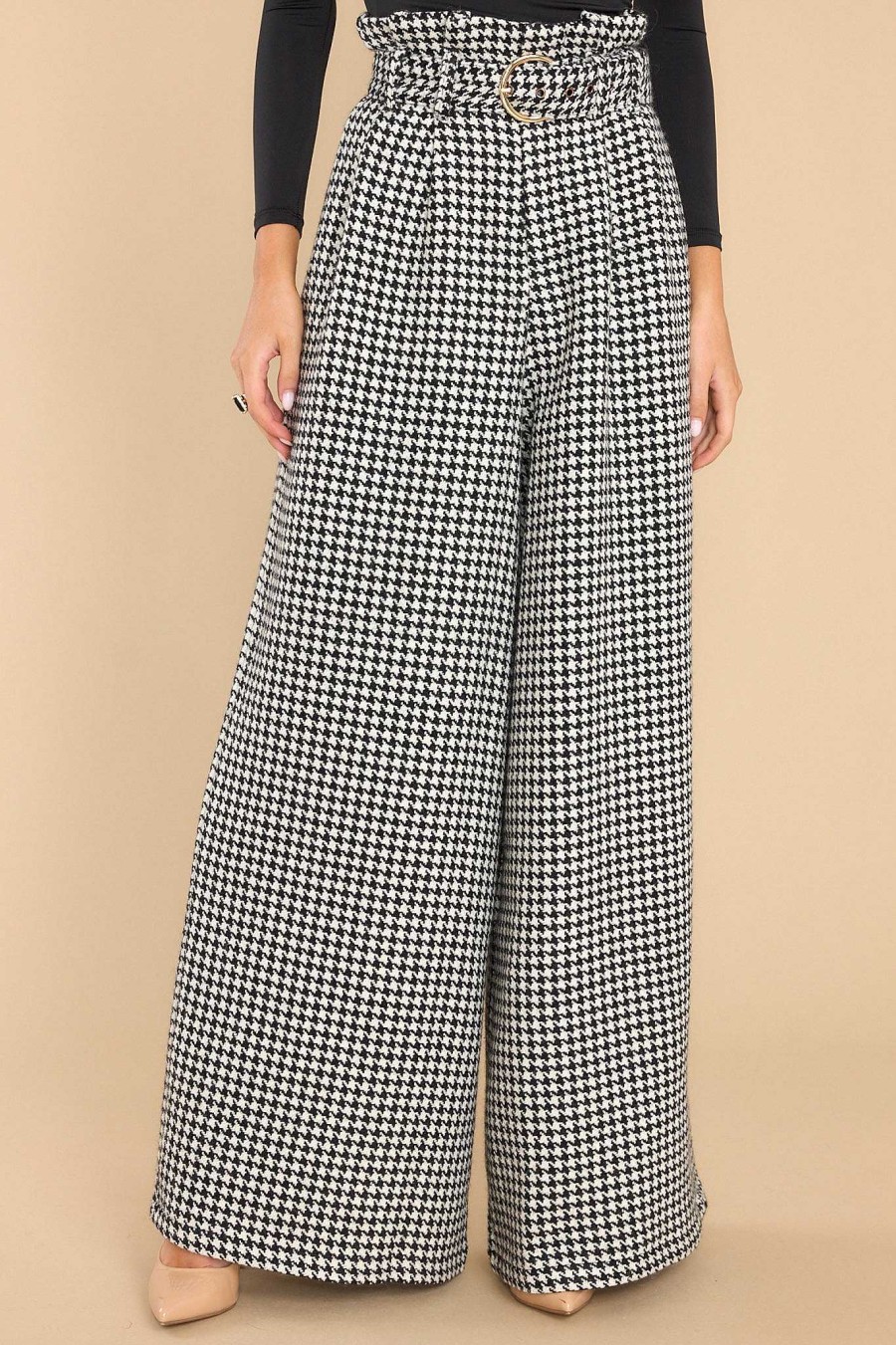 Clothing Aura Pants | Counting Every Minute Houndstooth Pants Black