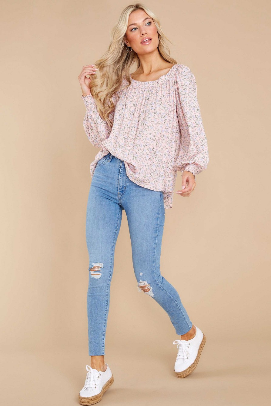 Clothing Aura Blouses & Shirts | Vineyard Escape Floral Print Top Pink