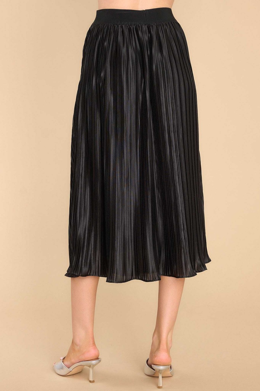 Clothing Red Dress Skirts | Try And Try Again Pleated Midi Skirt Black