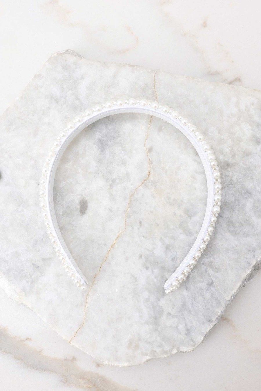 Accessories Red Dress Hair Accessories | Free As The Wind Pearl Headband White
