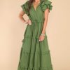 Clothing Aura Maxi Dresses | Ruffle Some Feathers Sap Maxi Dress Green