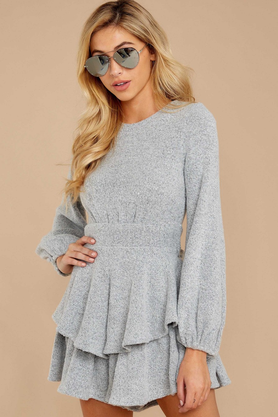 Clothing Aura Rompers | Right Impression Sweater Romper Grey
