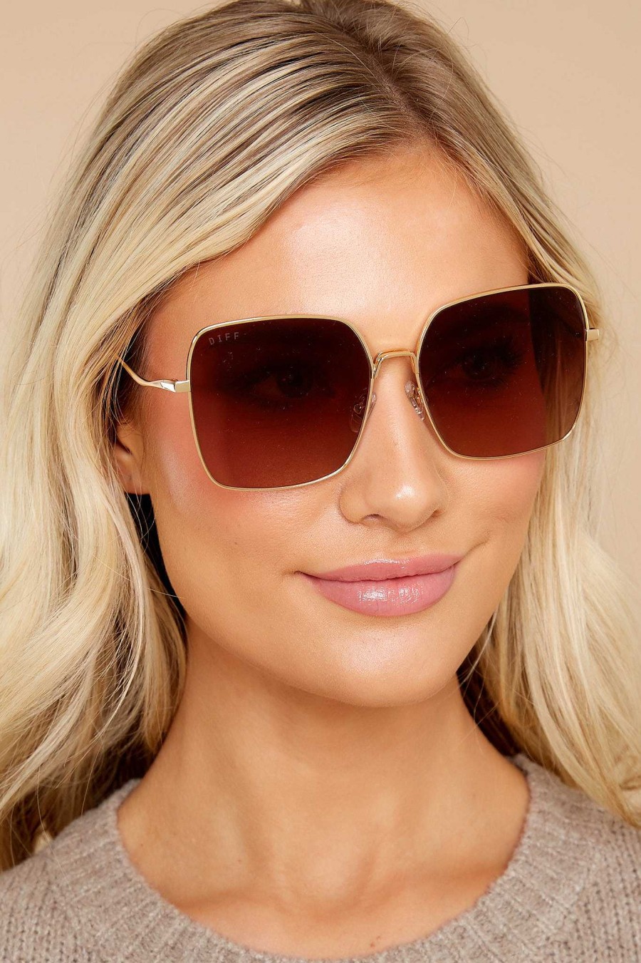 Accessories DIFF Sunglasses | Clara Gold Gradient Sunglasses Brown